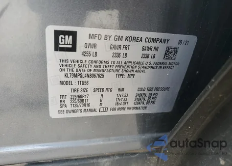 2022 Chevrolet Trailblazer Lt z USA, uszkodzony, nr VIN KL79MPSL4NB067625